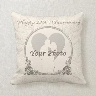Personalised 25th Anniversary Gifts PHOTO and TEXT Cushion