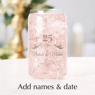Personalised 25th Anniversary Keepsake Custom Gift Can Glass