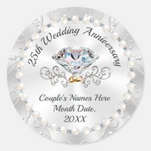Personalised 25th Anniversary Party Favour Sticker