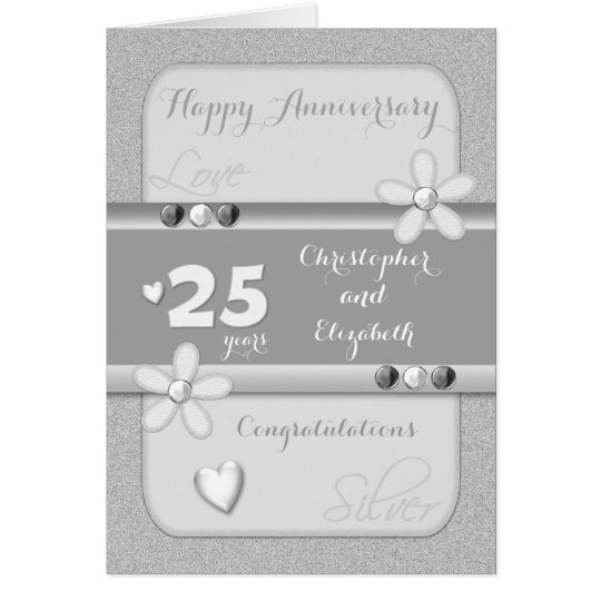  Personalised  25th Silver Wedding  Anniversary  Card  Zazzle 