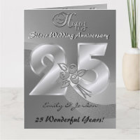 Personalised 25th Silver Wedding Anniversary Card