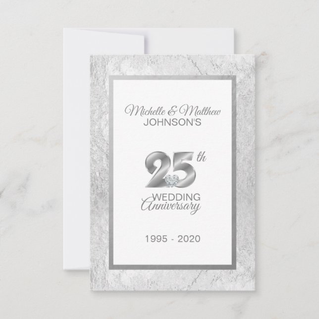 Personalised 25th Silver Wedding Anniversary Invitation (Front)