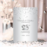 Personalised 25th Silver Wedding Anniversary Invitation<br><div class="desc">Elegant,  yet modern 25th silver wedding anniversary invitation cards.  Faux silver foil and confetti with large 25 with faux diamond heart in middle.  Customise these wedding anniversaries cards with your information.  Easy to edit.  See matching collection; stickers,  napkins,  labels. etc</div>