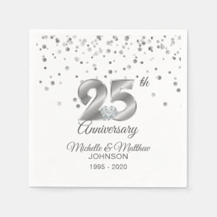 Personalised 25th Silver Wedding Anniversary Napkin