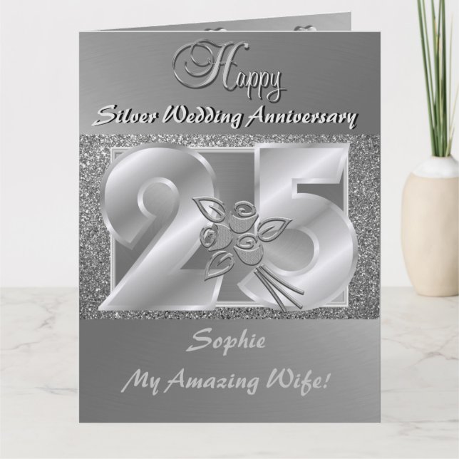 Personalised 25th Wedding Anniversary Card Wife (Front)