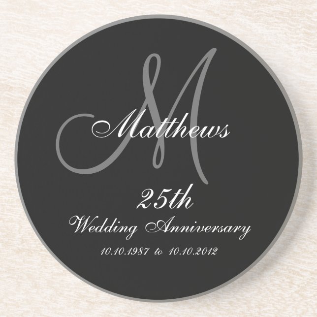 Personalised 25th Wedding Anniversary Coaster (Front)