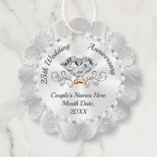 Personalised 25th Wedding Anniversary Favours Idea Favour Tags