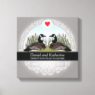 Personalised 25th Wedding Anniversary, Geese Canvas Print