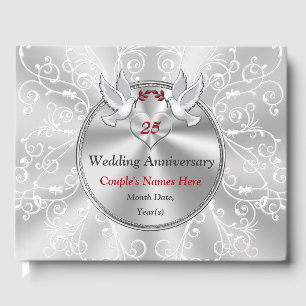 Personalised 25th Wedding Anniversary Guest Book