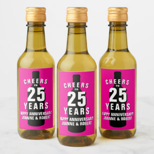 Personalised 25th wedding anniversary mini wine label