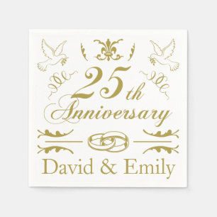 Personalised 25th Wedding Anniversary Napkin