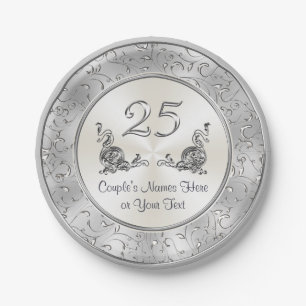 Personalised 25th Wedding Anniversary Paper Plates
