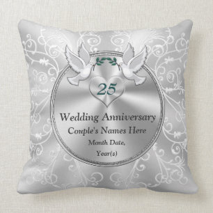 Personalised 25th Wedding Anniversary Presents Cushion