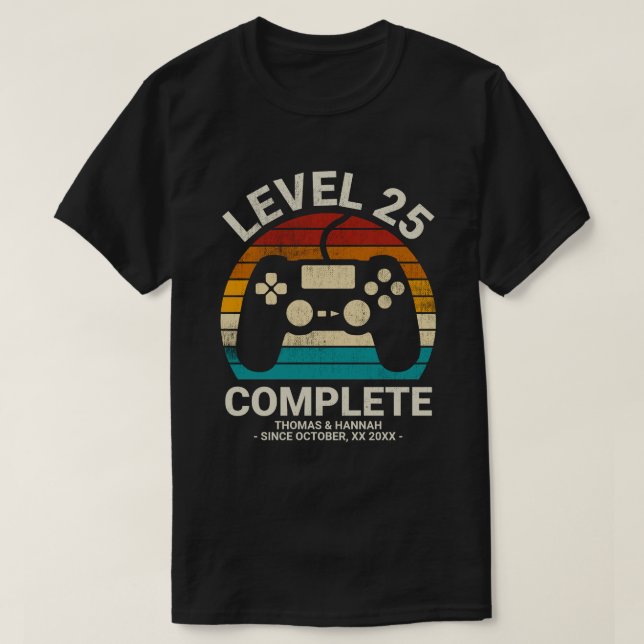 Personalised 25th Wedding Anniversary Retro Gamer T-Shirt (Design Front)