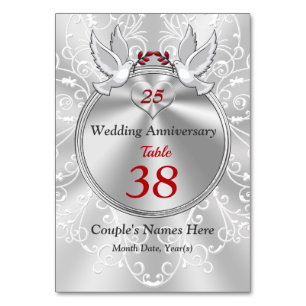 Personalised 25th Wedding Anniversary Table Cards