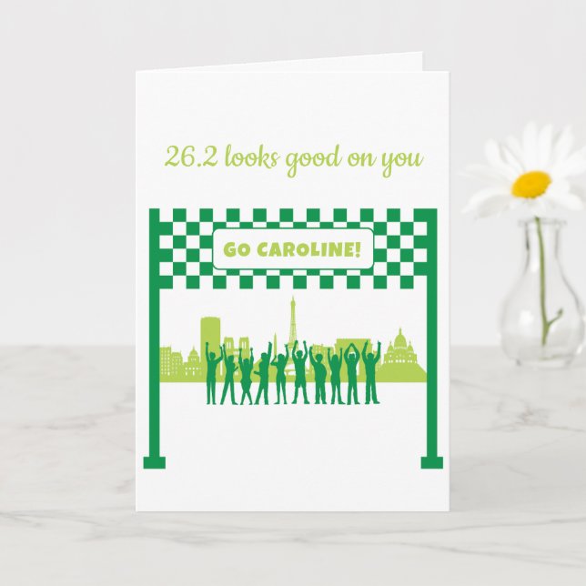 Personalised 26.2 Paris Skyline Marathon Congrats Card (Small Plant)