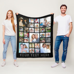 Personalised 27 Photo Collage Captions Your Colour Fleece Blanket