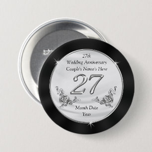 Personalised 27th Anniversary Favours, Pins