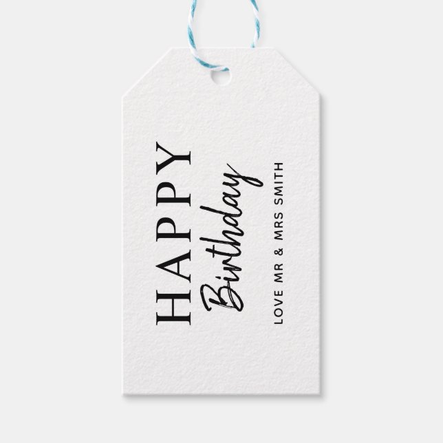 Personalised 2-colour "Happy Birthday" Gift Tag (Front)
