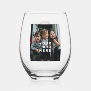 Personalised 2 Custom Photos Stemless Wine Glass