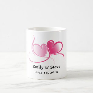 Personalised 2 Hearts Wedding Date Coffee Mug