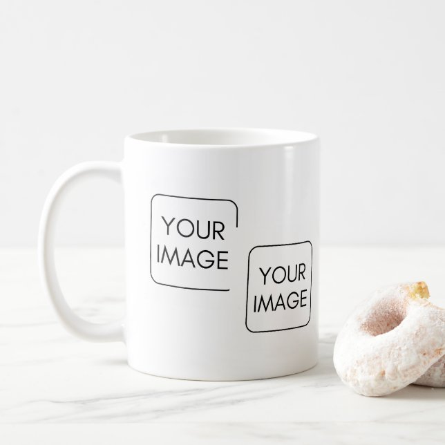 Personalised 2 Images Business Logo Corporate Gift Coffee Mug (With Donut)