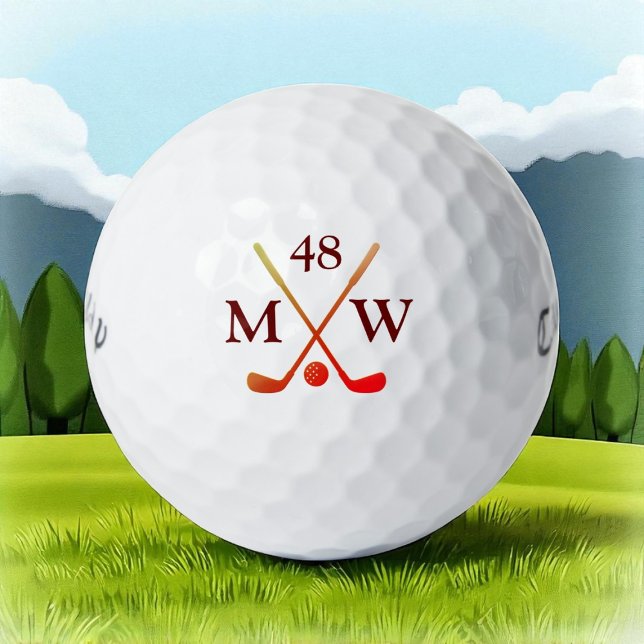 Personalised 2-initials Red Clubs Golfer Age Golf Balls (Creator Uploaded)