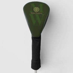 Personalised 2-letter Vertical Monogram Dark-Green Golf Head Cover