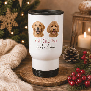 Personalised 2 Pet Photo Christmas Travel Mug