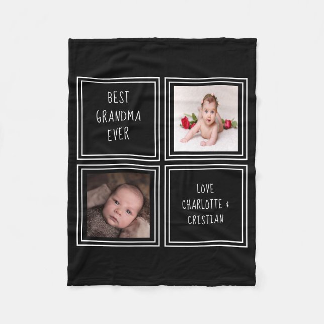 Personalised 2 Photo And Text Fleece Blanket (Front)