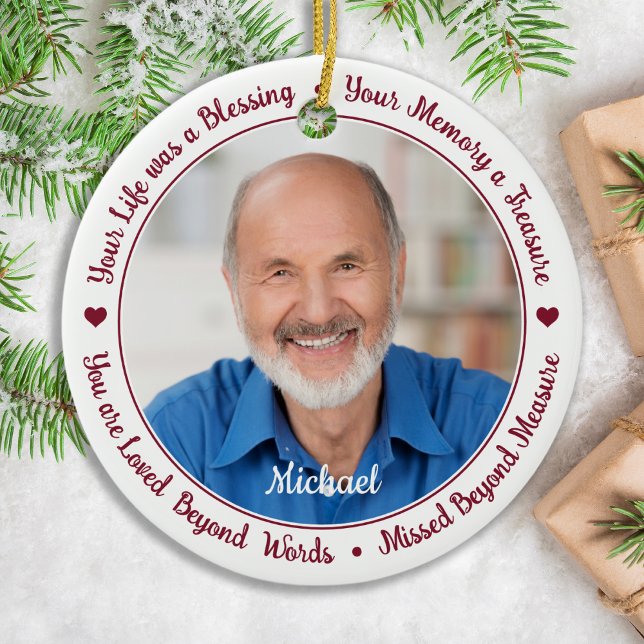Personalised 2 Photo Christmas Keepsake Memorial Ceramic Tree Decoration (Creator Uploaded)