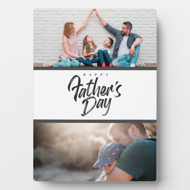 Personalised 2 Photo Collage Father's Day gift Plaque (Front)