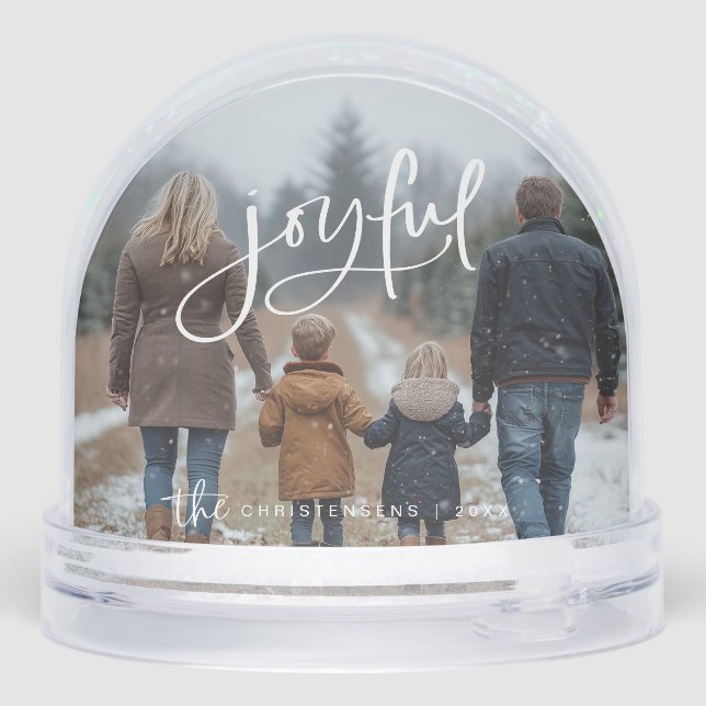Personalised 2 Photo Family Joyful Christmas Snowglobe (Back)