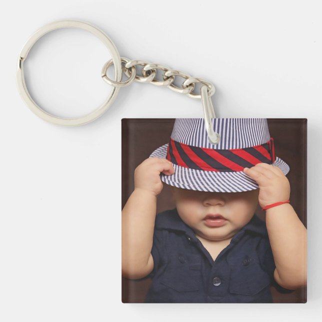 Personalised 2 Photo (Front & Back)Keychain Key Ring (Front)