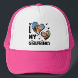 Personalised 2 Photo I Love My Girlfriend  Trucker Hat<br><div class="desc">I Love My Girlfriend Heart Personalised 2 Photo</div>