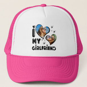 Personalised 2 Photo I Love My Girlfriend  Trucker Hat