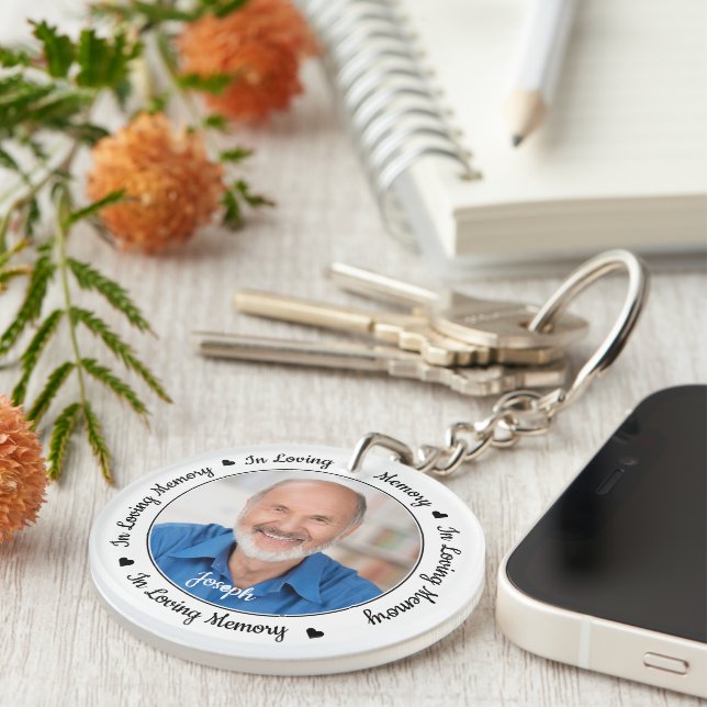 Personalised 2 Photo In Loving Memory Memorial Key Ring (Front Right)