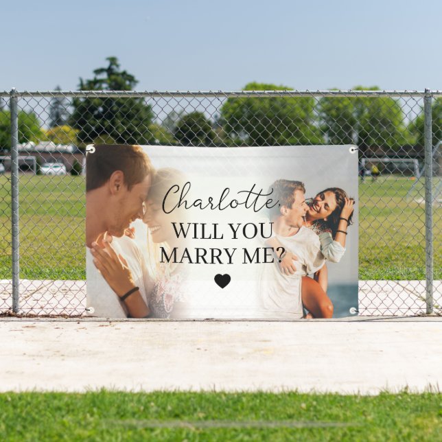 Personalised 2 Photo Outdoors Marriage Proposal Banner (Insitu)