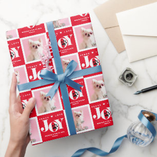 Personalised 2 Photo Pet Dog JOY Wrapping Paper