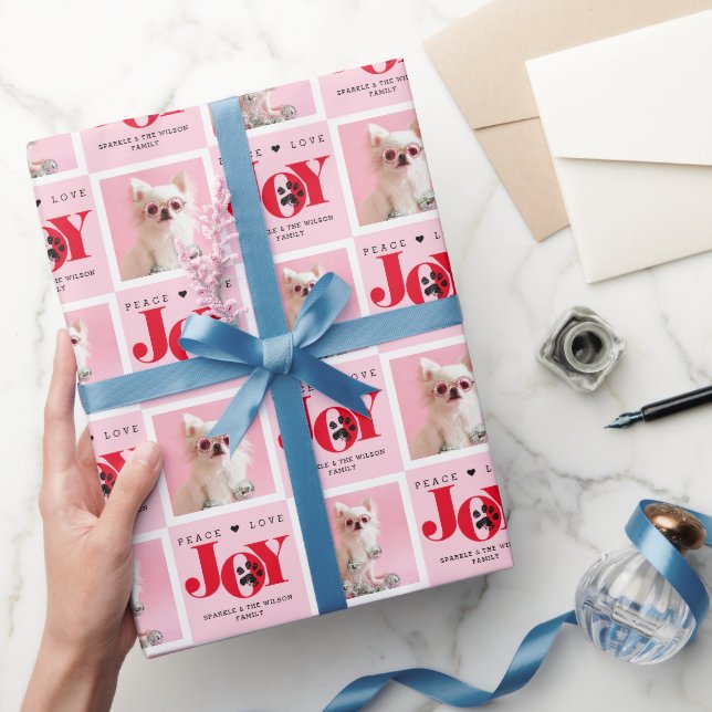 Personalised 2 Photo Pet Dog JOY Wrapping Paper (Gifting)