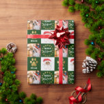 Personalised 2 Photo Pet Dog Puppy Green Gold Paws Wrapping Paper<br><div class="desc">Personalised 2 Photo Pet Dog Puppy Green Gold Paws Wrapping Paper</div>