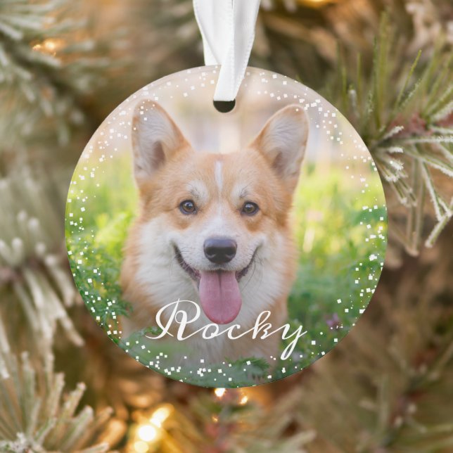 Personalised 2 Photo Pet Dog Puppy Holiday Ornament (Tree)