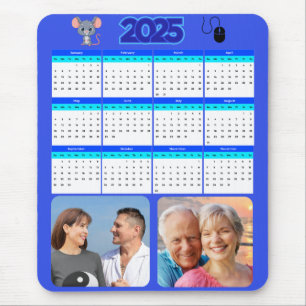 Personalised 2 Photo Portrait Calendar Mouse Mat