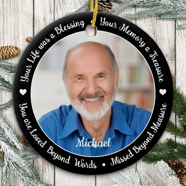 Personalised 2 Photo Remembrance Keepsake Memorial Ceramic Tree Decoration (Creator Uploaded)