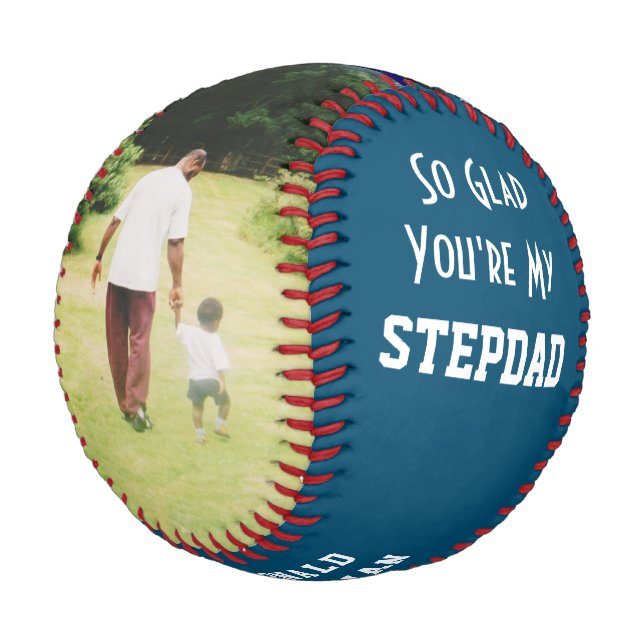 Personalised 2 Photo Teal STEPDAD Baseball (Angled)
