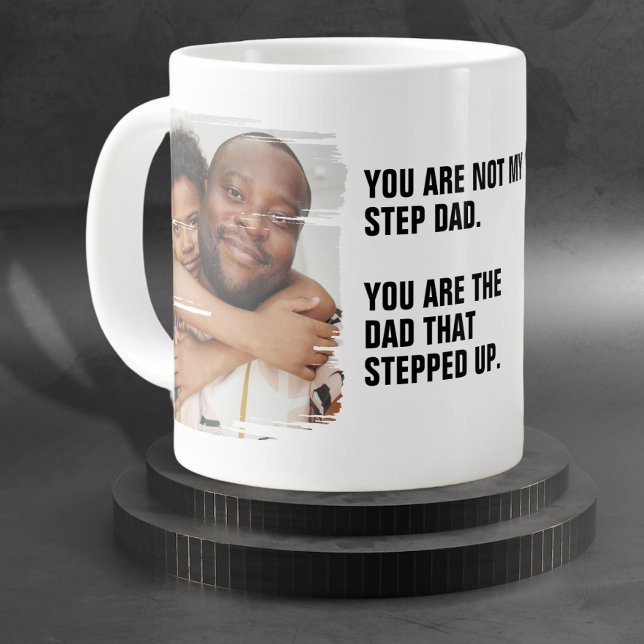 Personalised 2 Photo The Dad That Stepped Up Large Coffee Mug (Creator Uploaded)