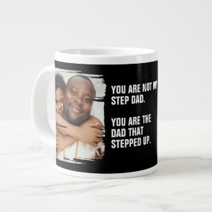 Personalised 2 Photo The Dad That Stepped Up Large Coffee Mug