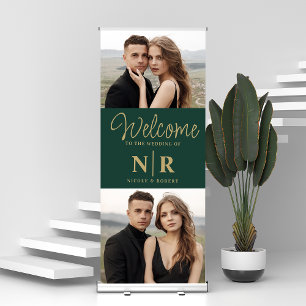 Personalised 2 Photo Wedding Monogram Welcome Retractable Banner