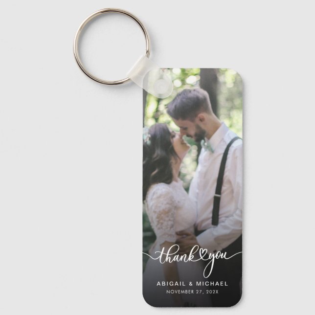 Personalised 2 Photos Wedding Thank You Key Ring (Front)