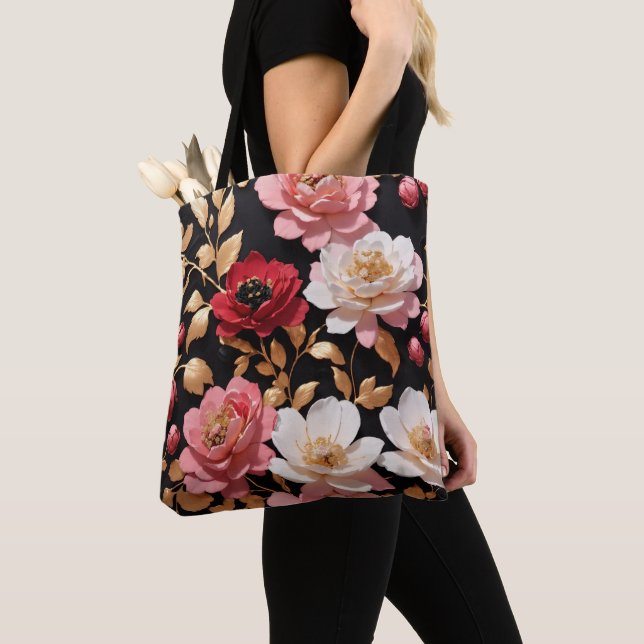 Personalised 2-Sided Image Flower Tote Bag (Close Up)